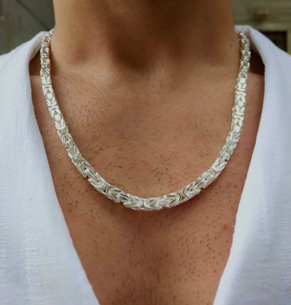 Pre-owned Handmade 6mm Mens Silver Byzantine Necklace Rope Chain 925 Sterling Silver 106gr 24"