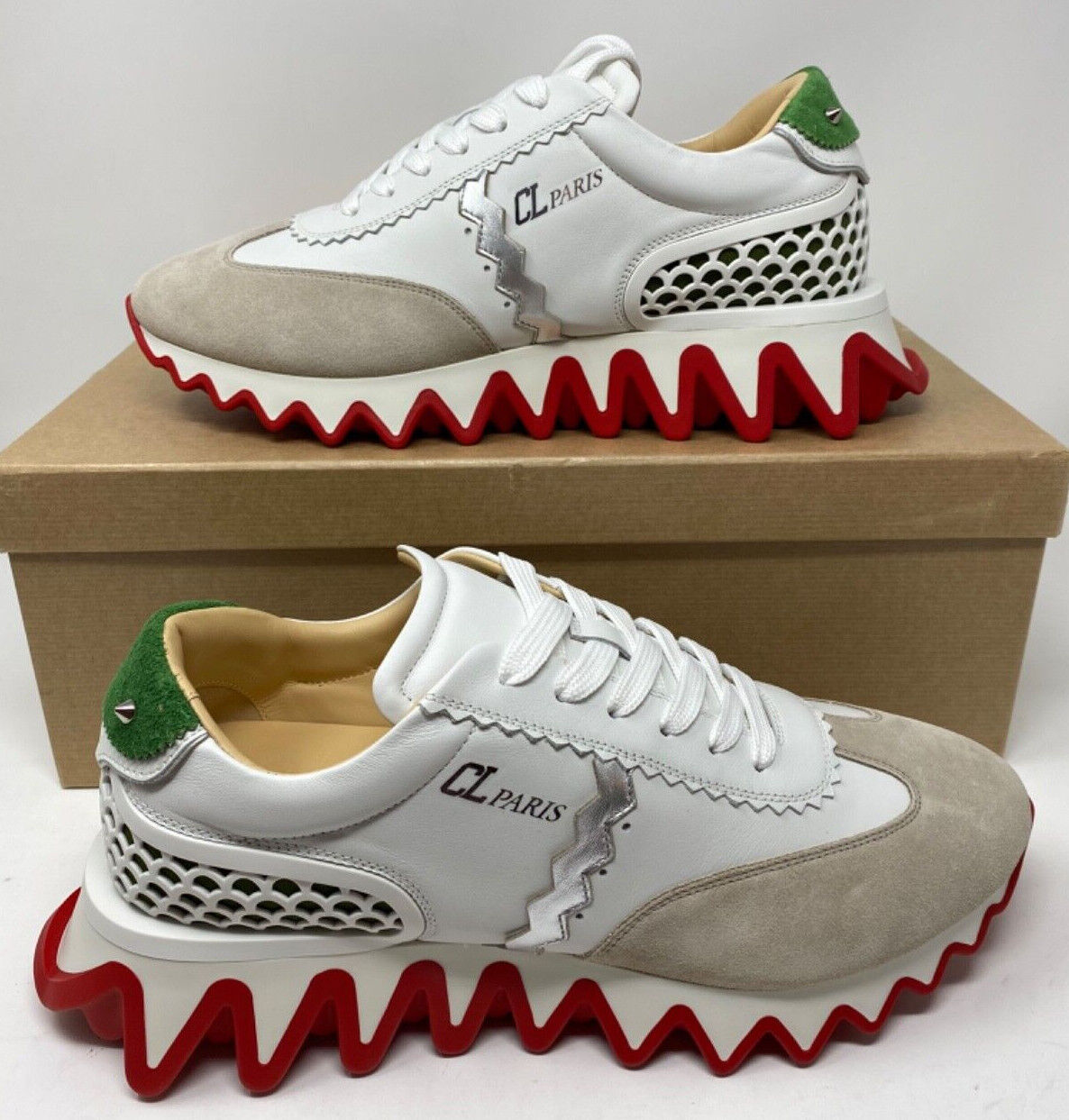 Pre-owned Christian Louboutin $995  Loubishark Flat Sneaker White Us 7 Eu 40 3210161wh43