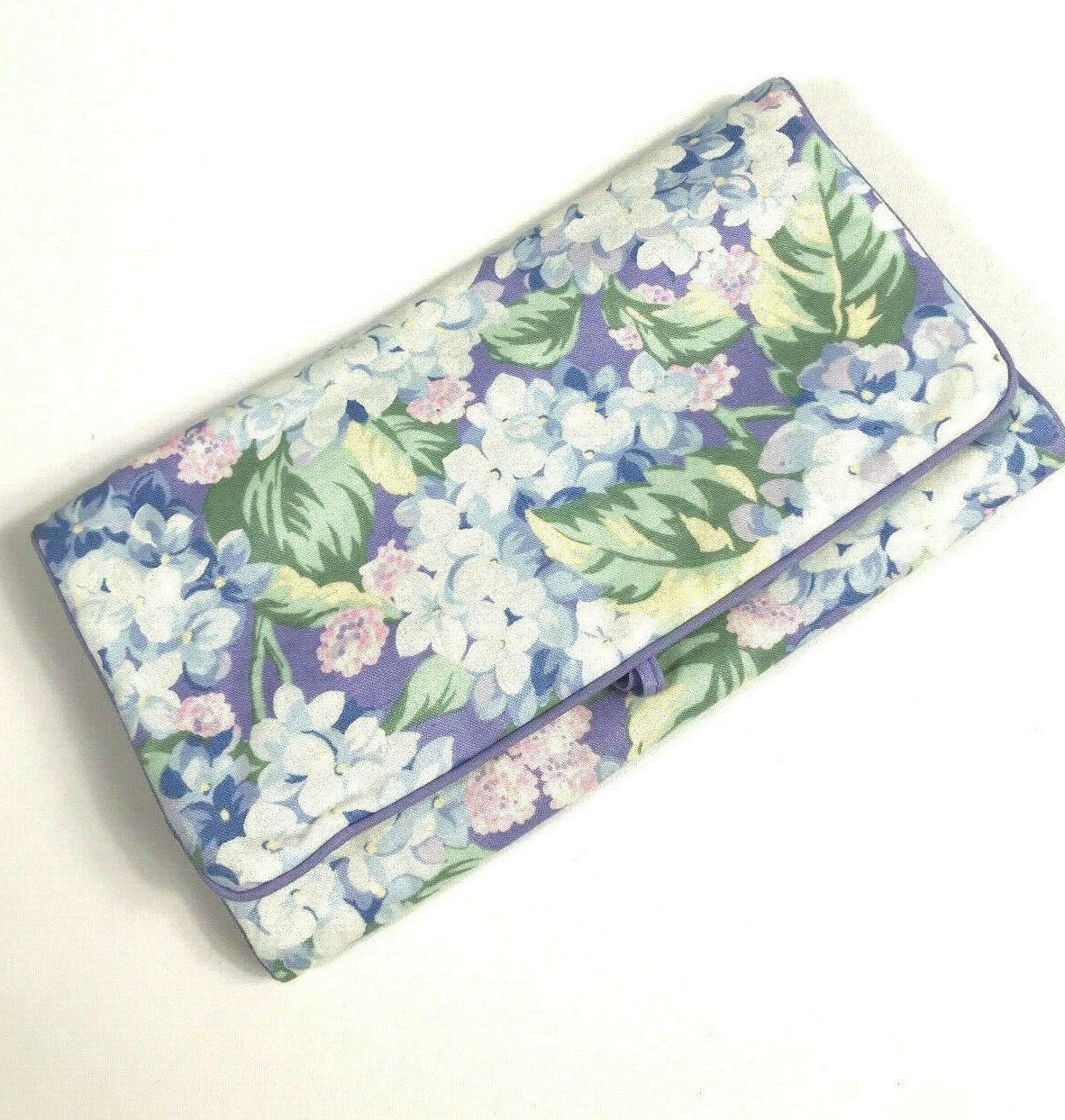 Vintage 1980s DVF Jewelry Roll Pouch Case Organizer Cloth Travel Bag Floral cf