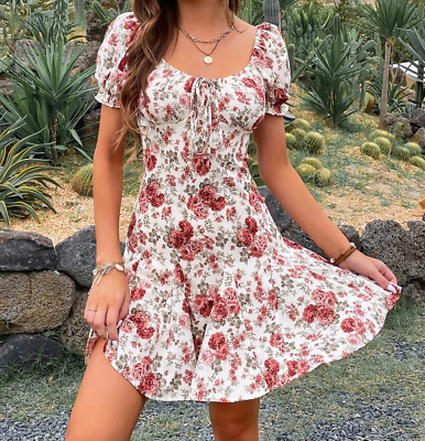 godet ruffled hem dress