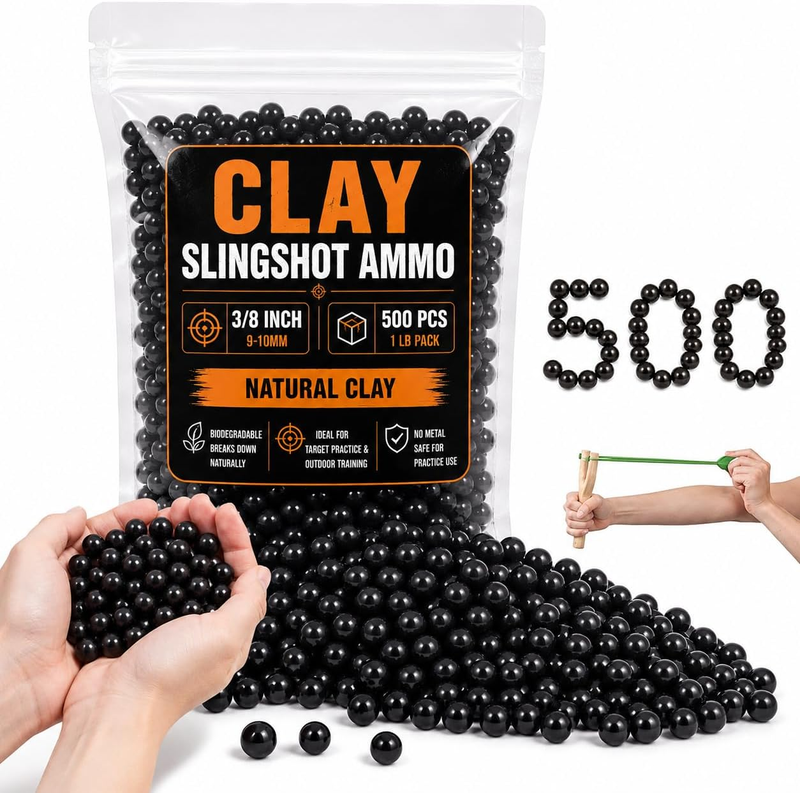 Sukh Clay Slingshot Ammo Balls - Biodegradable Practice Pellets, 3/8 Inch