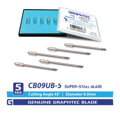 Authentic Graphtec Blades CB09UB  .9mm Supersteel 45° Genuine Real Blade 5 Pack