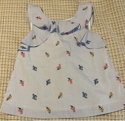 NWT Janie and Jack Floral Striped Ruffle Top Girls Size 6