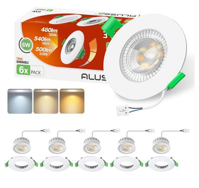 6x LED Recessed Ceiling Lights 6W 540LM LED Downlights 75mm Cutout Dimmable Ligh