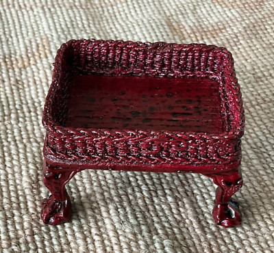 Pat Tyler Dollhouse Miniature Mahogany Wicker Basket Table 830