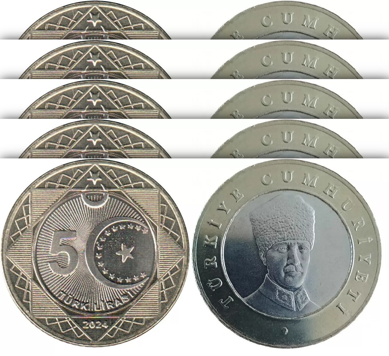 Turkey, 5 (x) 5 Lira 2024, UNC, Bimetal Coin, New Design | eBay