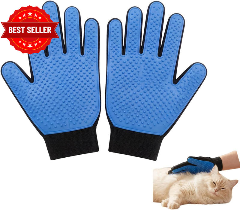 Pet Grooming Glove Deshedding Set with 200 Silicone Tips – Gentle Hair Removal f
