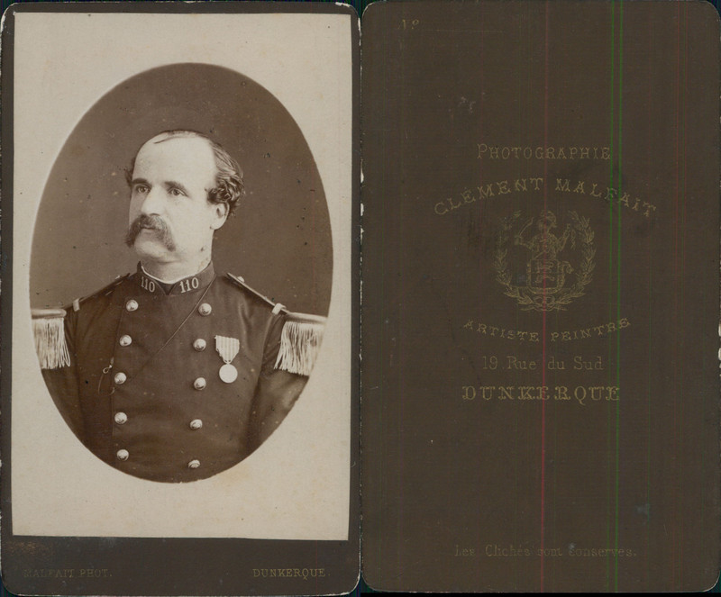 Malfait, Dunkerque, Militaire De La 110e En Pose, Circa 1880 Cdv Vintage Albumen