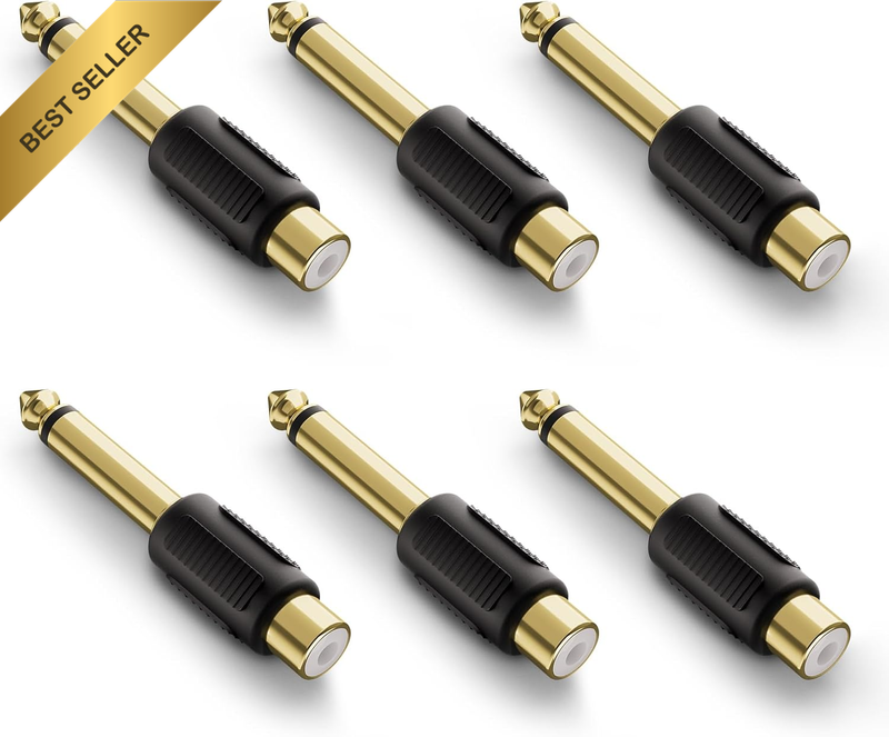 6.35Mm to RCA Adapter, 1/4 Inch Male to RCA Female Mono Audio Plug Adapter for A