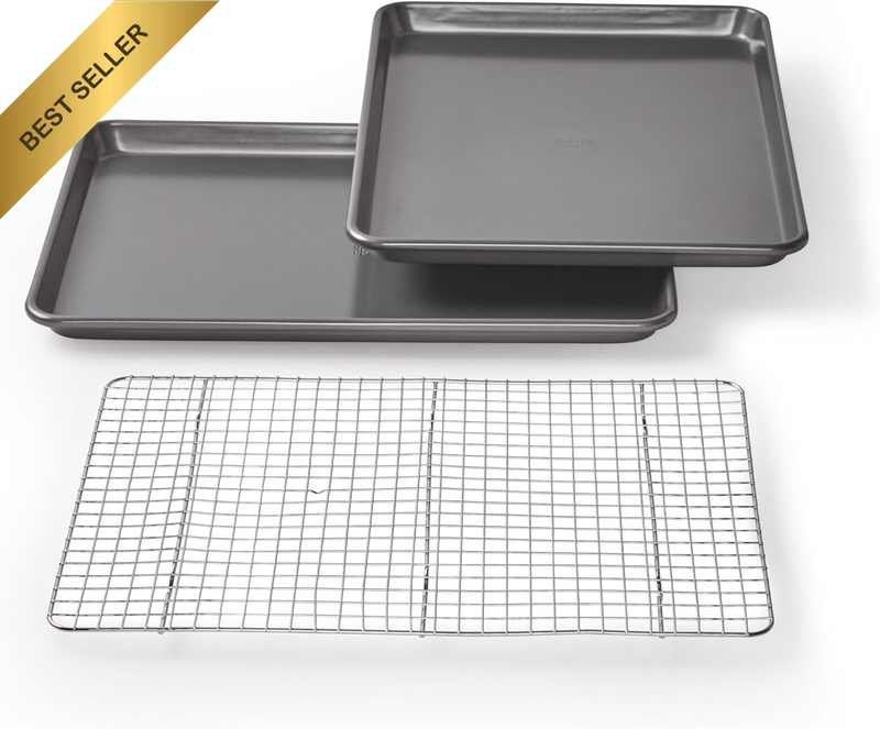 16833 Professional Non-Stick Cookie/Jelly-Roll Pan Set with Cooling Rack, 17-Inc