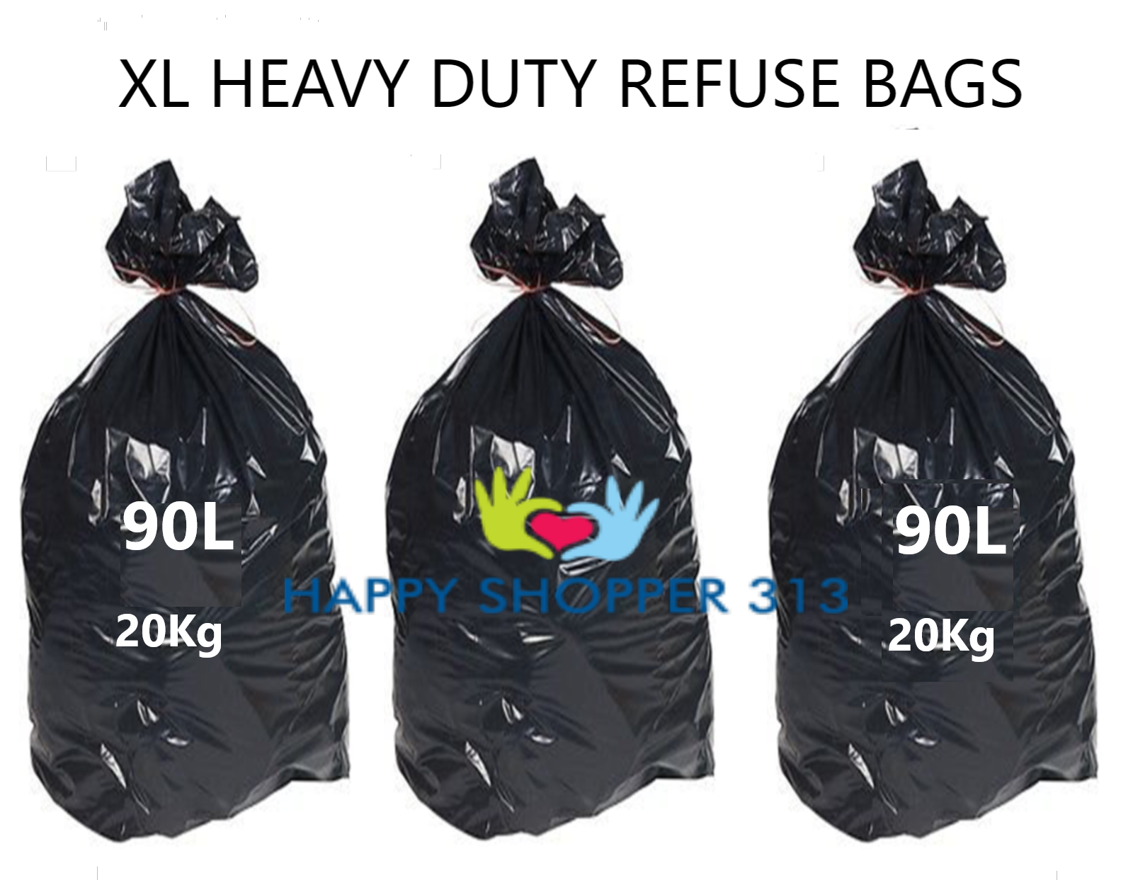Household & Laundry Supplies Extra Large 90L Heavy Duty Refuse Sacks