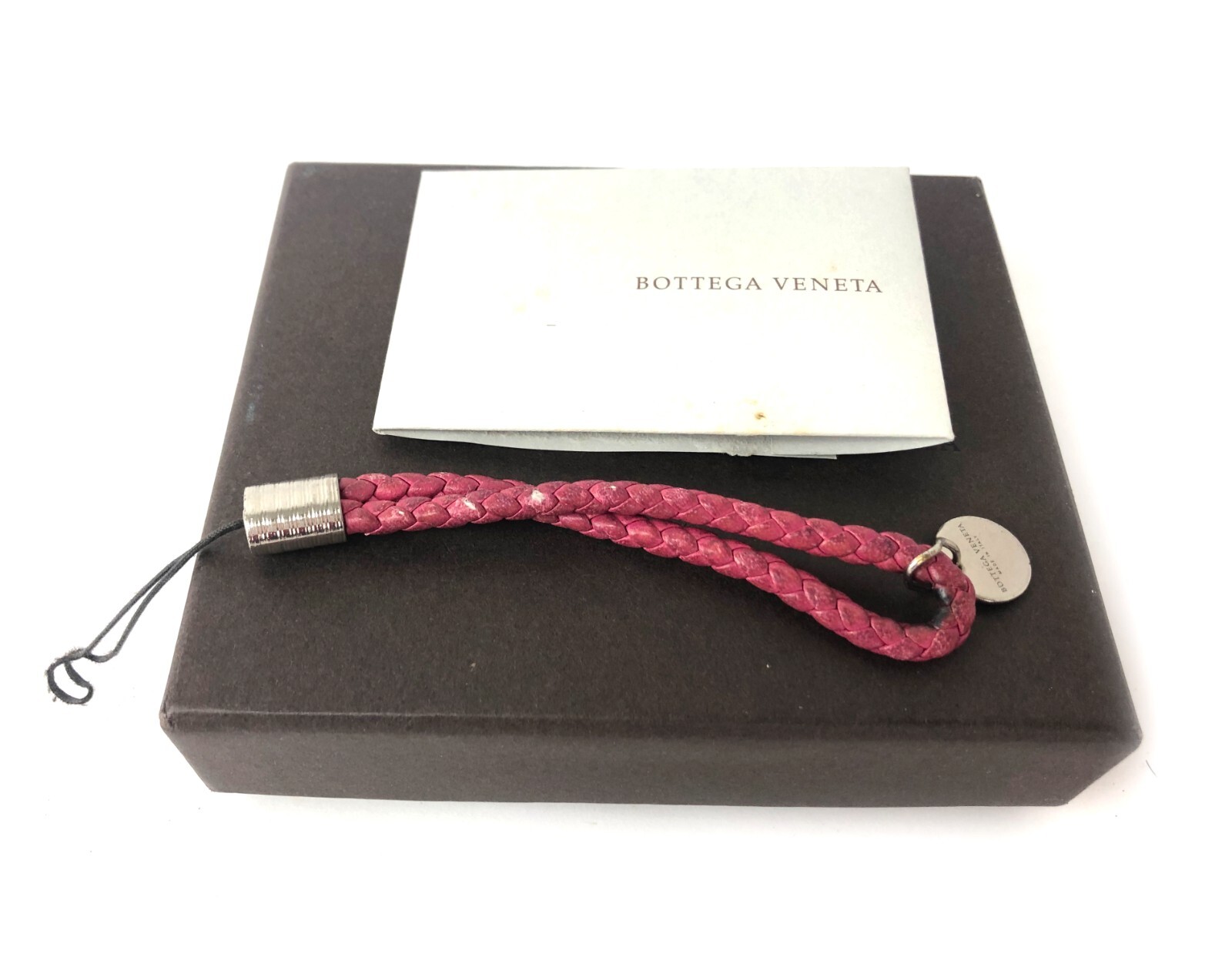 ボッテガべネッタ 携帯電話ストラップ(USED) Auth BOTTEGA VENETA Leather Pink Phone Strap Accesories