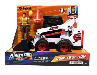 Adventure Force Construction Bobcat Skid Steer Loader Red & White Toy w/Figure