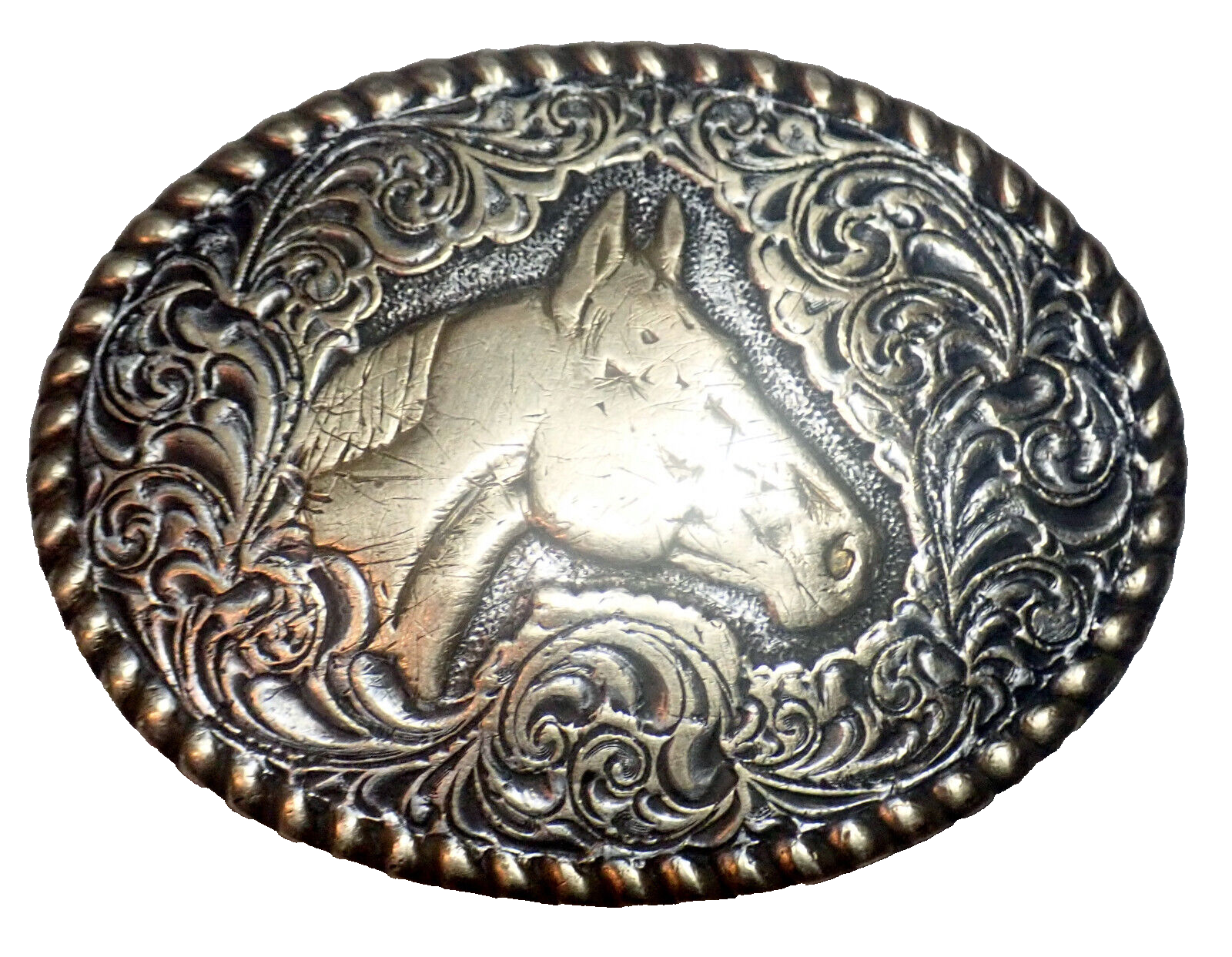 Crumrine Vintage Silverplated Horse Belt Buckle 50th