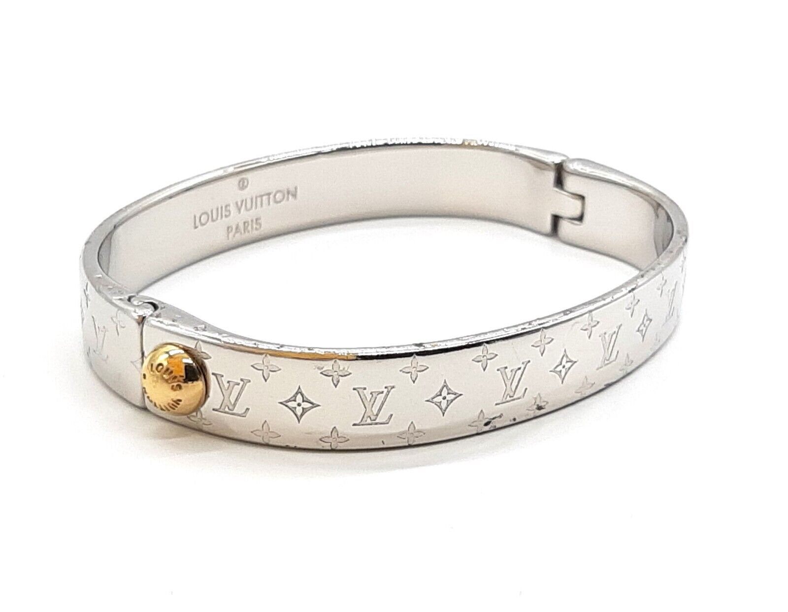 Louis Vuitton bracelet M00250 Cuff nanogram silver bangle Louis Vuitton bracelet M00250 Cuff nanogram silver bangle