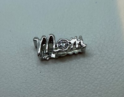 Origami Owl Bracelet Slider Silver ''MOM'' Slider w/ Swarovski Crystal NEW BS1015