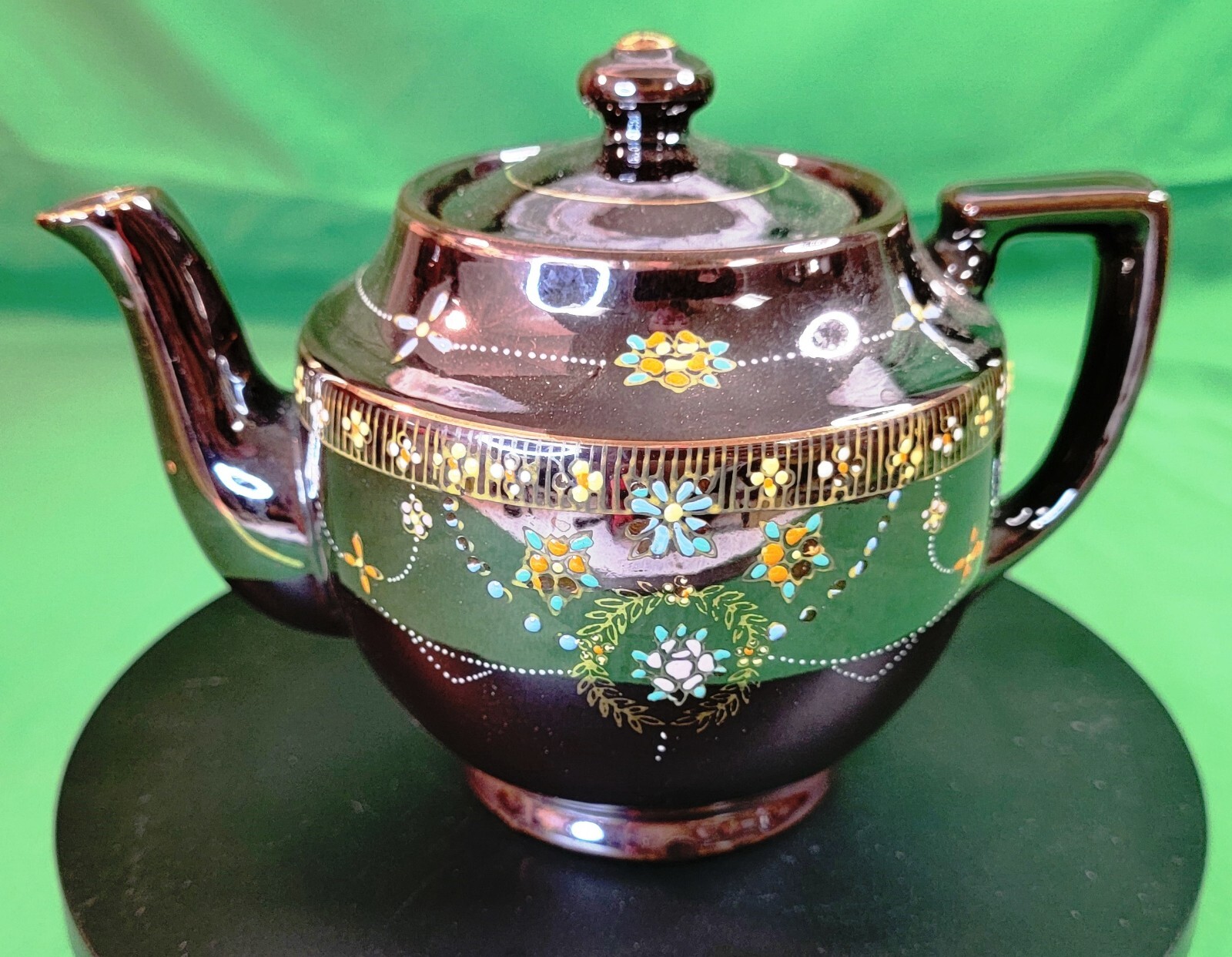 Beautiful Vtg Teapot Moriage Hand Painted Brown Glazed Pottery Occupied Japan - Picture 6 of 19