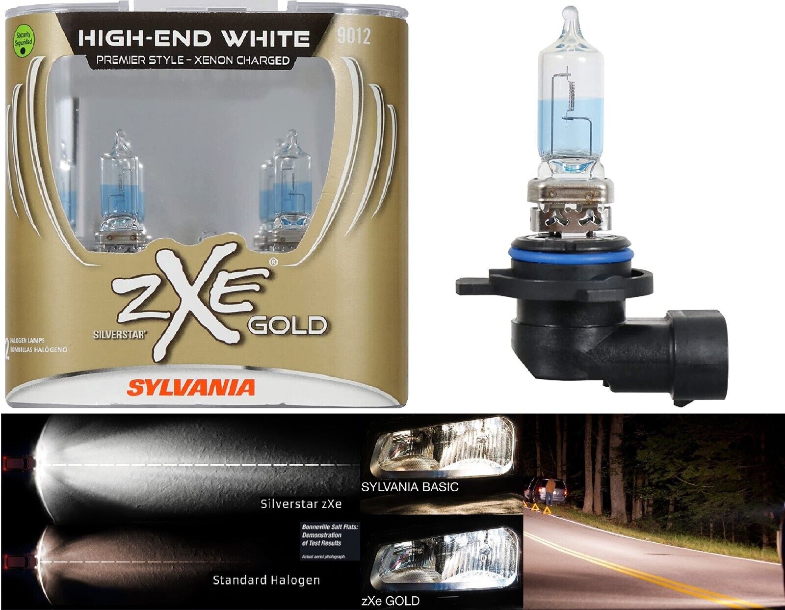 Sylvania Silverstar ZXE Gold 9012 HIR2 55W Two Bulbs Sylvania Silverstar ZXE Gold 9012 HIR2 55W Two Bulbs