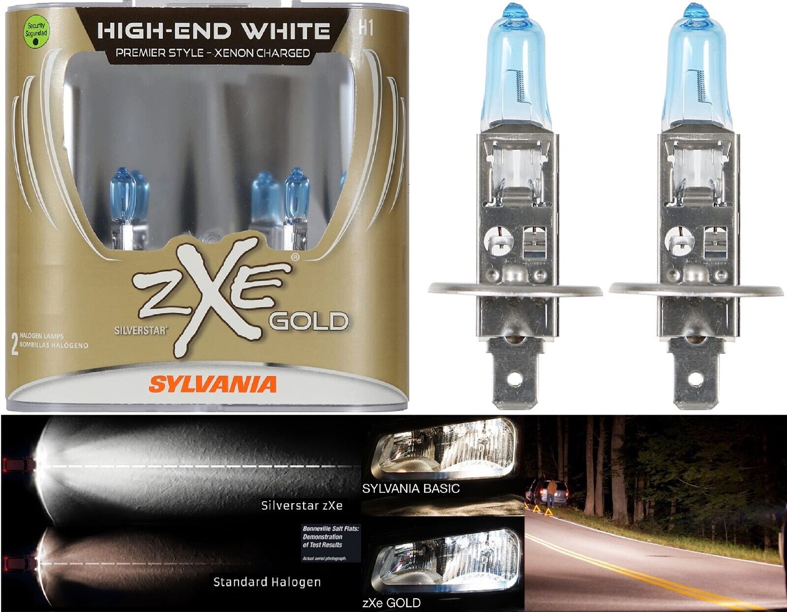 Sylvania Silverstar ZXE Gold H1 55W Two Bulb Headlight DRL Sylvania Silverstar ZXE Gold H1 55W Two Bulb Headlight DRL