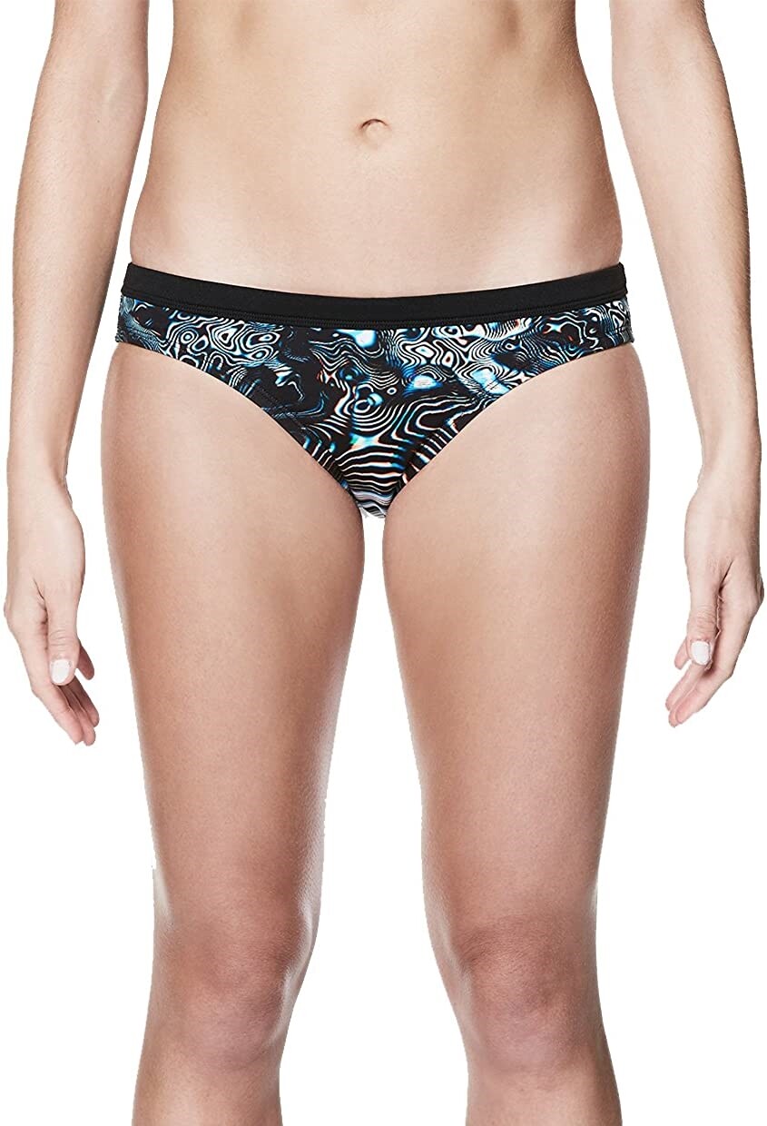 Nike Women Geo Aftershock Swim Black Bikini Bottom size Large 179718