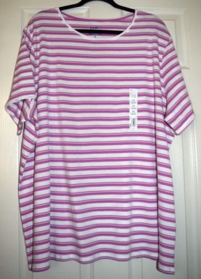 Croft & Barrow Women's Classic Tee Shirt Short Sleeve Striped Size 3X New