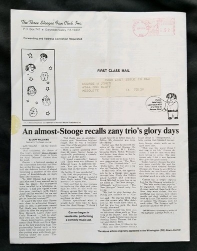 Three Stooges Fan Cub Journal #59 1991 SNOW WHITE & THE THREE STOOGES