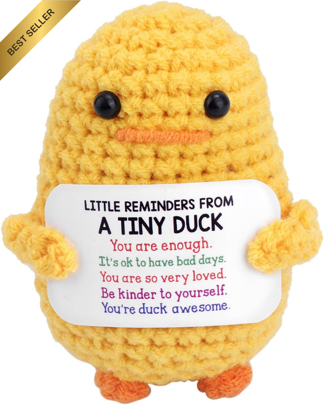 Positive Crochet Duck, Mini Emotional Cheer Support Duck Handmade Knitted Animal