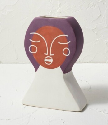 Opalhouse designed with Jungalow Ceramic Hand Painted Face Vase - New