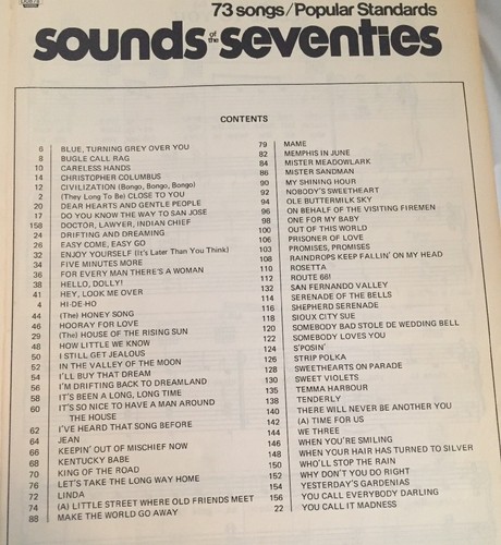 SONGS OF THE 70s...SONG SONGBOOK  piano-organ-guitar  73 Songs Popular Standards