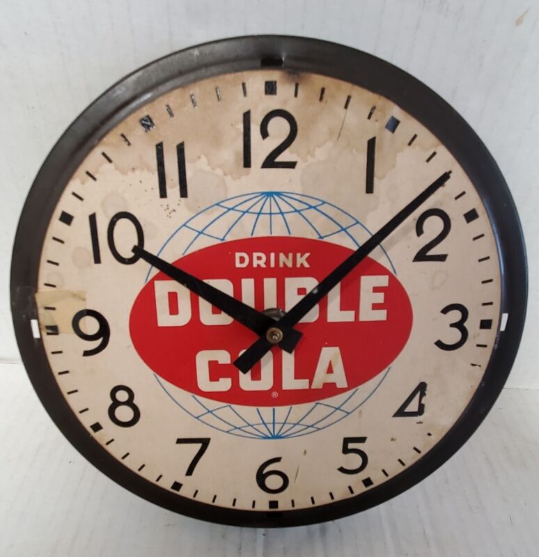 VINTAGE DOUBLE COLA ADVERTISING SODA POP ELECTRIC CLOCK WORKING ORIGINAL CORD