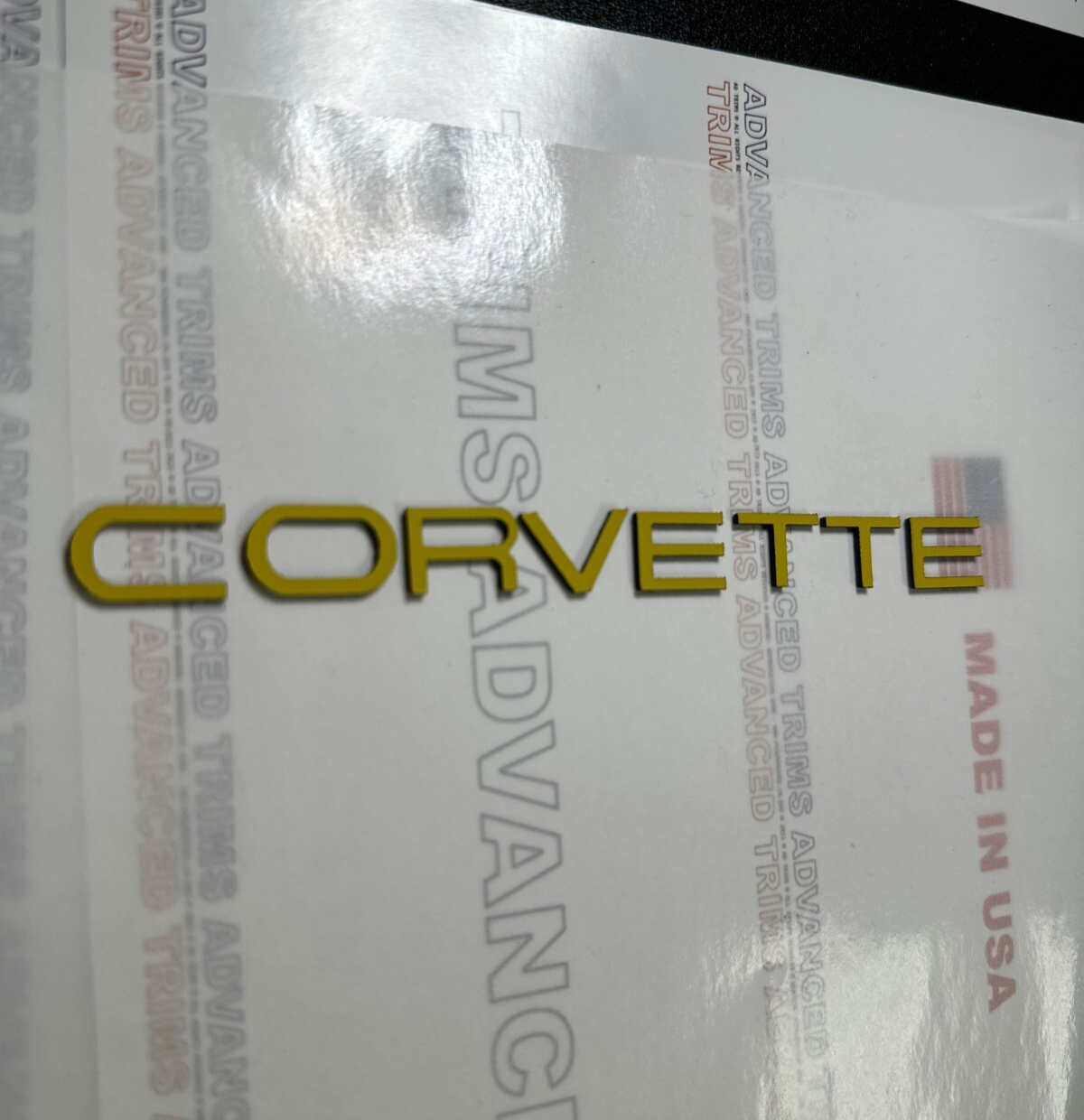 YELLOW  DASH BREADBOX PLASTIC LETTERS INSERTS FOR CORVETTE C4 1984 - 1990