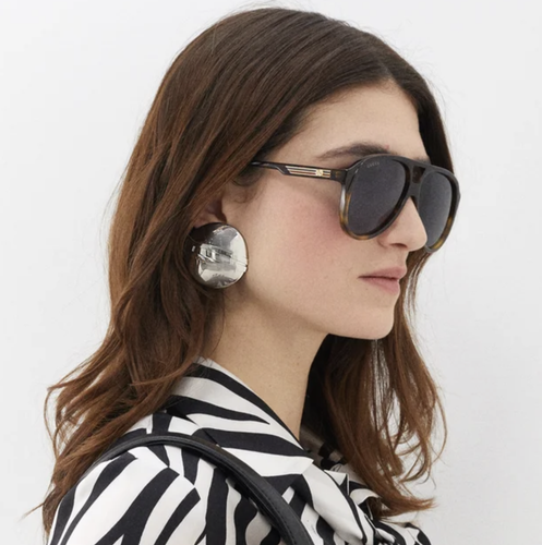 Pre-owned Gucci Gg1286s-004 Havana Havana Blue Sunglasses