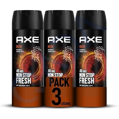 AXE Musk 48-Hour Fresh Deodorant Body Spray Fragrance for Men - 150ml - 3 Pack