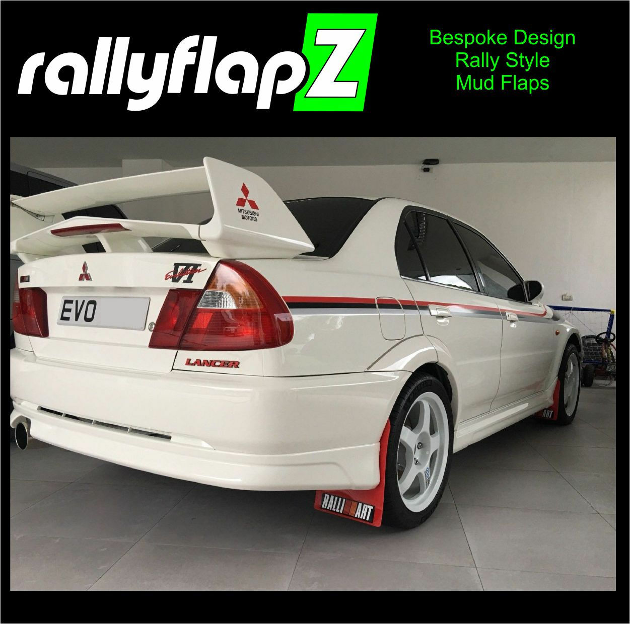 rallyflapZ Mudflaps Kit Mitsubishi Evo 
