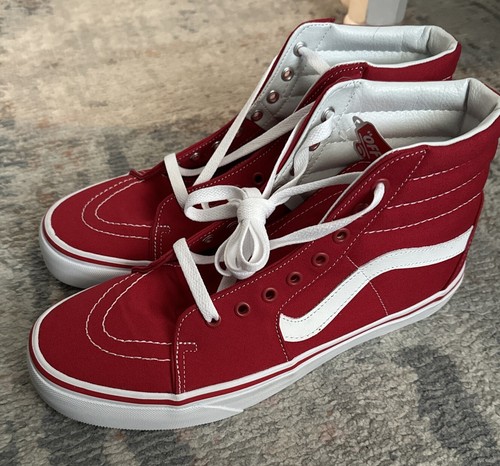 VANS Skate Shoes Hi Top Red Size Men's 10.5, Women's 12