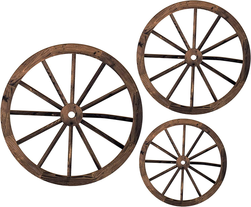 3 Pcs Wooden Wagon Wheel Decor 12/10/8 Inch Old Western Western Wall Decor Farmh