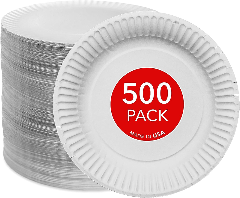 9-Inch Paper Plates Uncoated, Everyday Disposable Plates 9