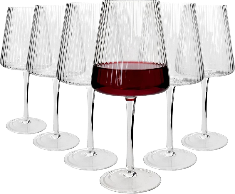 Chelsea Optic Crystal Red Wine Glasses 630Ml - Pack of 6 | Lead-Free Crystal Win