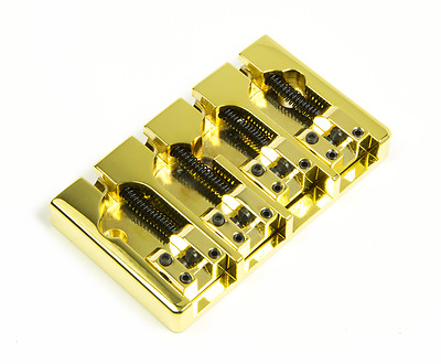 Hipshot A Style 4 String Bass Bridge Aluminum, Gold, Retrofits 5 Hole Fender