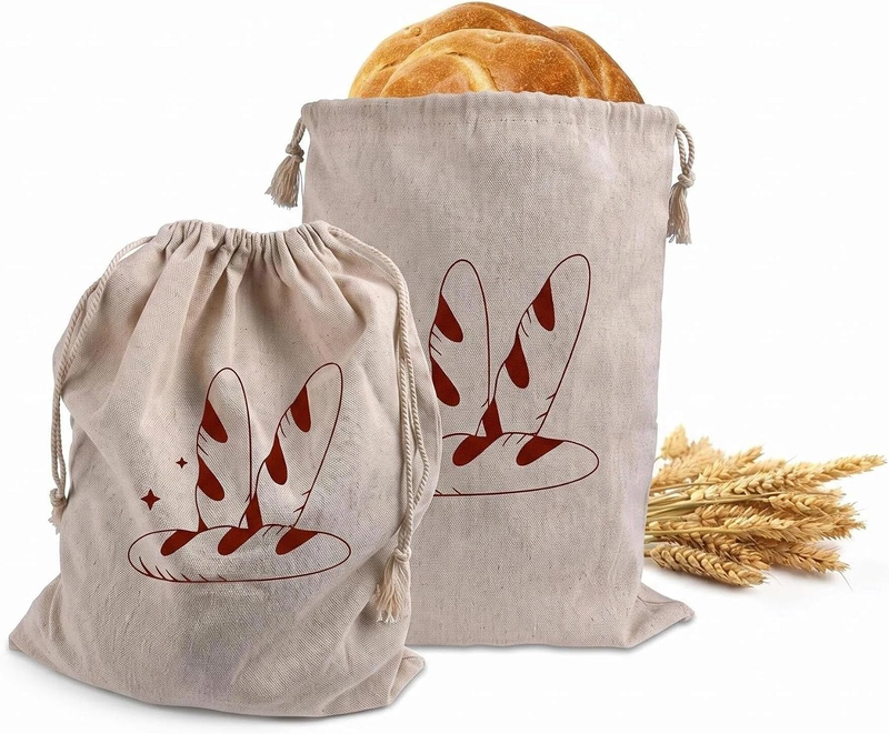Beeswax Bread Bags for Homemade Bread & More - Reusable Cotton Bread Bags, Eco-F
