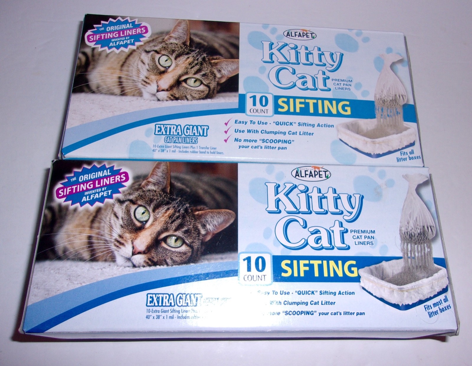Alfapet Kitty Cat Sifting Pan Liners 10 Count 2 Packs Extra Giant 40
