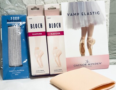 BLOCH + GAYNOR MINDEN + CAPEZIO  Lot POINTE SHOE RIBBON + ELASTICS