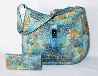 BRAHMIN One of a Kind REEF OCEAN SUN Blue/Teal/Orange/Gold JOHANNA & WALLET NWT