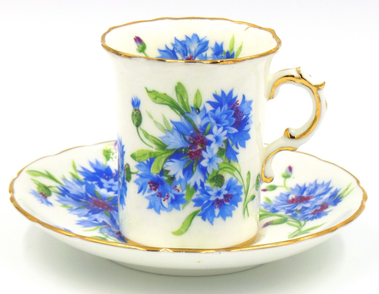 Hammersley Co Bone China Blue Cornflower Demitasse Cup Saucer Made In England
