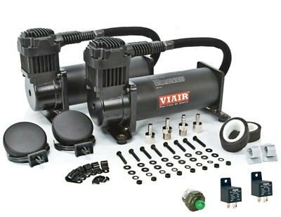 Viair Dual Black 444C 200 PSI Max Air Compressor Kit With Relays and PSI switch