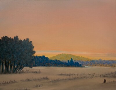 Original landscape painting Big Knob Mountain Sunrise 14  x 18  oil on canvas.