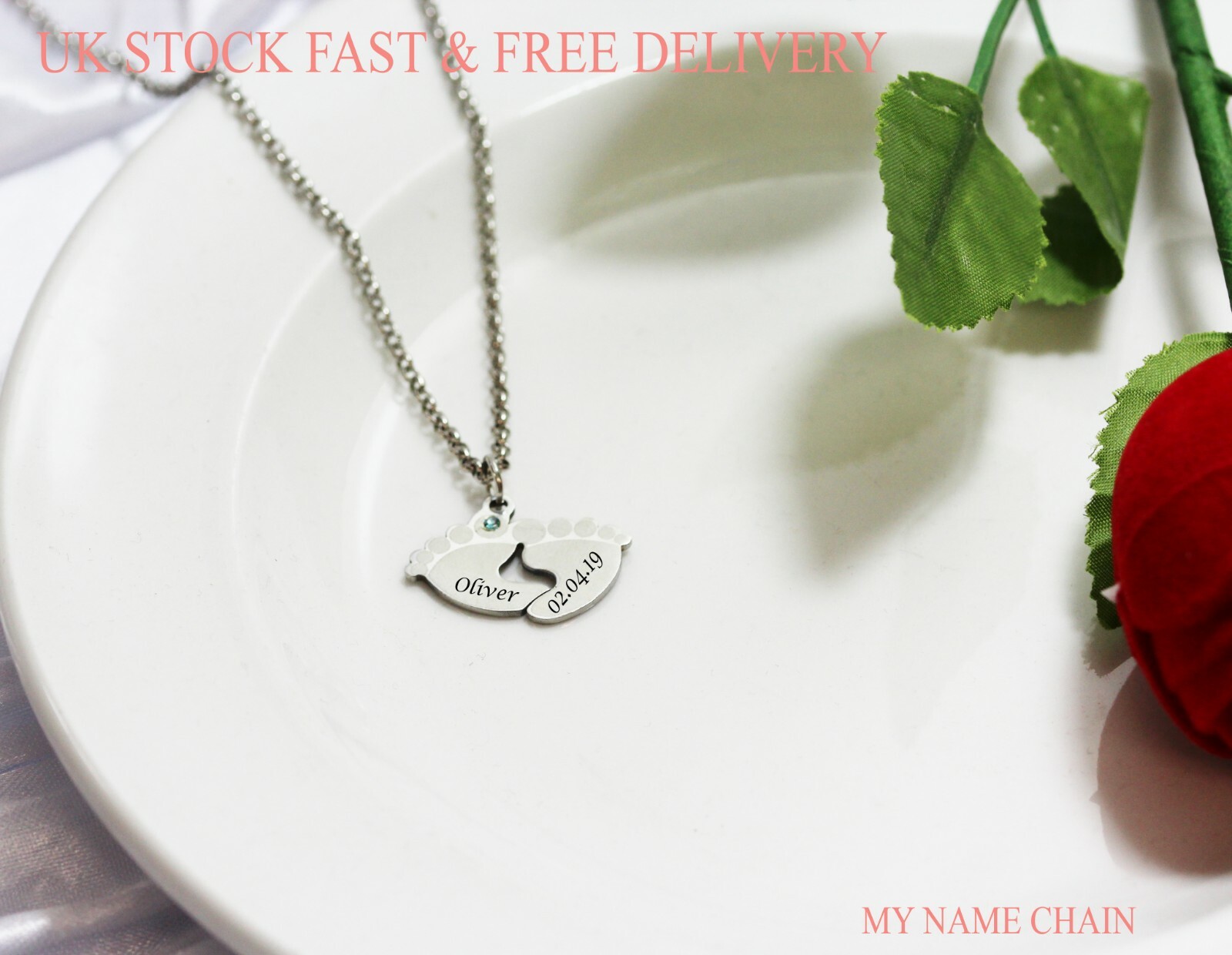 personalised feet necklace