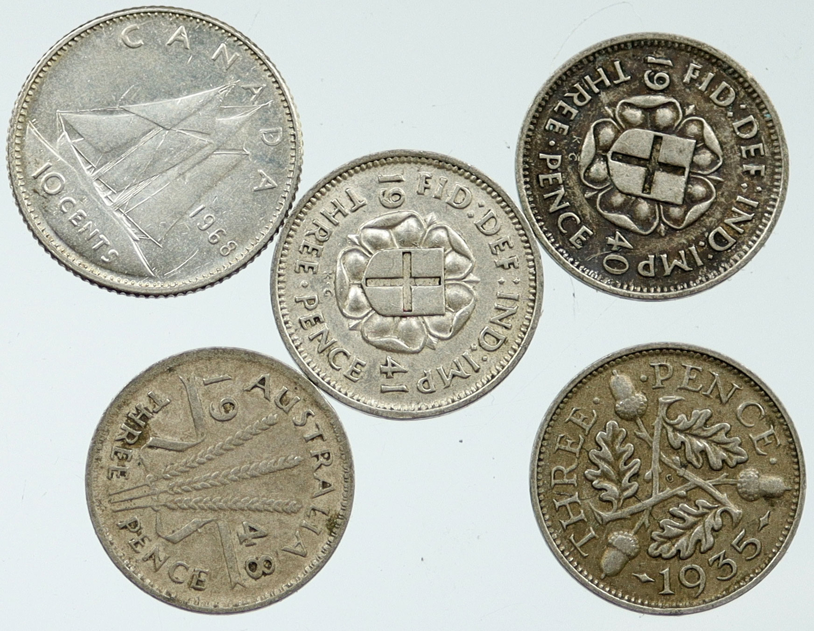 コレクション Great Historic Silver Coins of the world Lot of 5 Silver WORLD COINS Authentic Collection Vintage