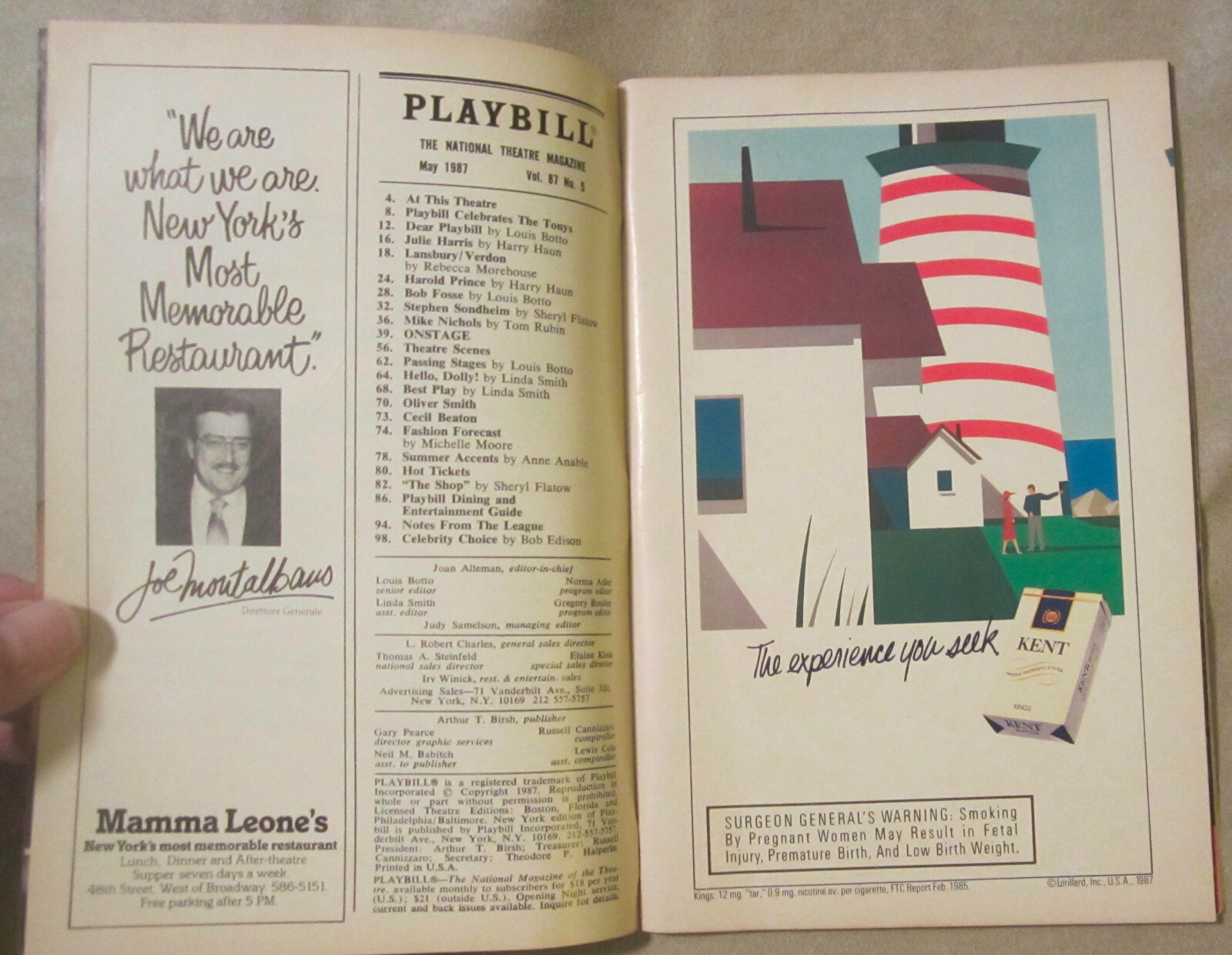 Playbill, The Palace Theatre, May'87, 