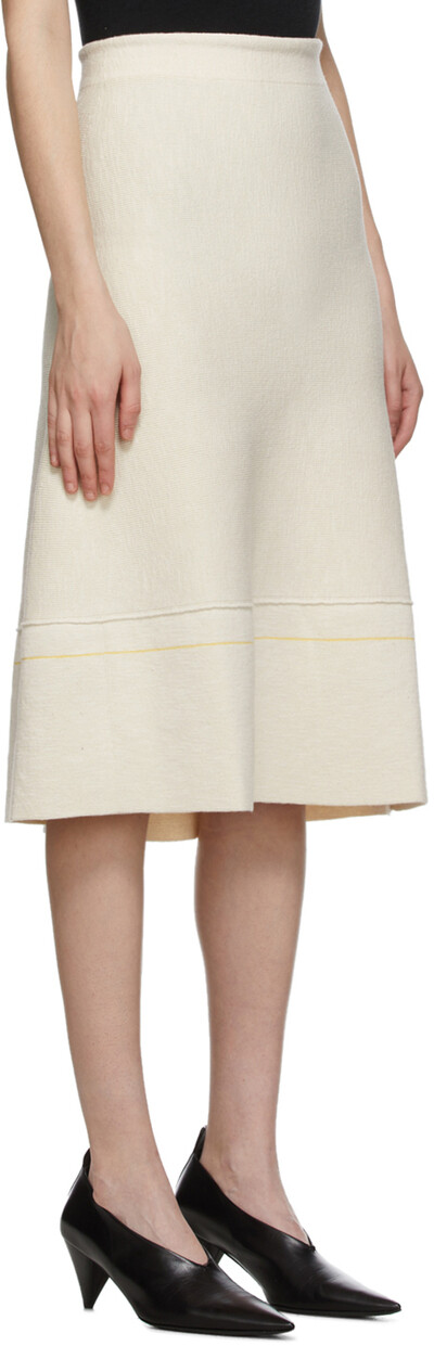 Pre-owned Victoria Beckham High-rise Flared Knitted Midi Skirt Size Xs S In Beige